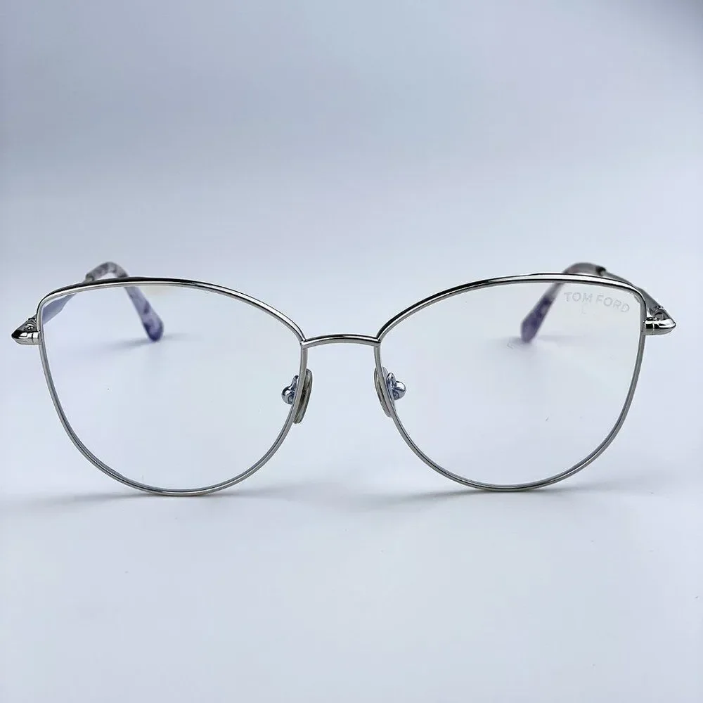 NEW Tom Ford TF5667-B 016 Palladium Blue Block Women Cat Eye Eyeglasses